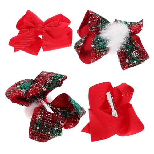 HAPINARY 4stücke Teiliges Weihnachts-haarspangen Für Mädchen Süße Kleine Schleifen-haarclips Mit Pompons Haaraccessoires Für Festliche Anlässe Und von HAPINARY