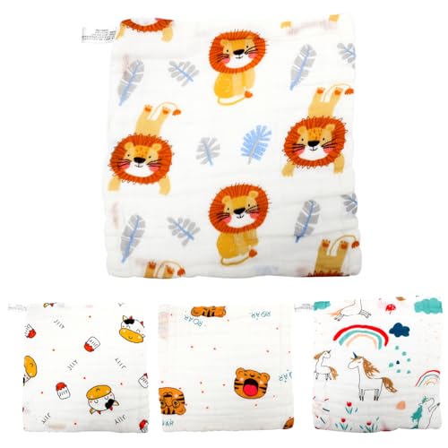 HAPINARY 4 Stück Speicheltuch Für Kleinkinder, Quadratisches Handtuch Für Säuglinge, Sabbertuch, Baumwollwaschlappen, Handtuch Zum Waschen Des Gesichts, Quadratisches Taschentuch, von HAPINARY