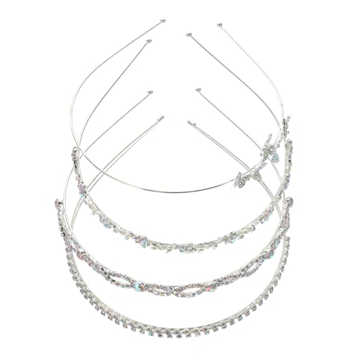 HAPINARY 4 Stück Stirnband Hochzeitszubehör Strass-kopfschmuck Für Die Hochzeitsstirnbänder Für Die Braut Stirnbänder Für Damen Haargummis Strasssteine Fräulein Haarschmuck Doppelreihe von HAPINARY