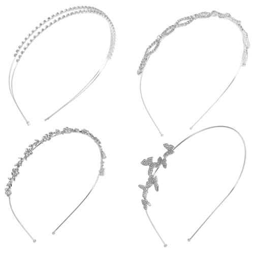 HAPINARY 4 Stück Strass-stirnband Stirnband Für Frauenhochzeit Geburtstagsaccessoires Für Frauen Braut-hochzeits-haarband Hochzeitskopfschmuck Kind Haarschmuck Strasssteine ​​ Glas Perle von HAPINARY