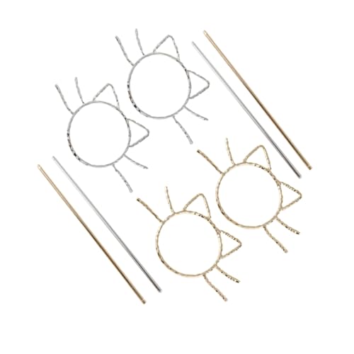 HAPINARY 4 Stück Teiliges Cat Hairpin Sticks aus Langlebiger Legierung Leichtes Dekoratives Haarschmuck für Damen Stilvolle Katzenkopf Haarnadeln für Dutt und Pferdeschwanz bei Alltag und von HAPINARY