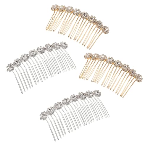 HAPINARY 4stücke Haarkämme Mit Blumenmotiv Aus Legierung Glitzernd Mit Künstlichen Strasssteinen Für Damen in Silber Und Gold Zum Styling An Hochzeiten Und Brautpartys von HAPINARY