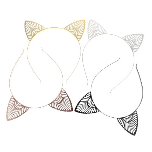 HAPINARY 4 Stück Teiliges Metal Cat Ears Haarreif Verstellbar Leichtes Party Haarband in Schwarz Gold Weiß und Roségold Dekorativer Haarschmuck für Erwachsene für Kostüme und Festlichkeiten von HAPINARY