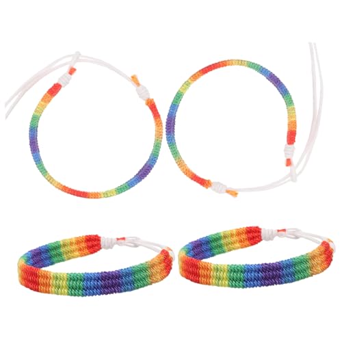 HAPINARY 4 Stück Teiliges Regenbogen Freundschaftsarmbänder Handgewebte Unisex Armbänder für Männer Frauen Farbige Woven Armbänder für Pride Events Gruppenaktivitäten von HAPINARY