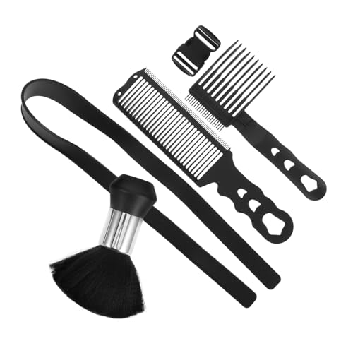 HAPINARY 4 Stück Teiliges Schwarz mit Präziser Positionierung Verstellbarem Messkamm und Flat-top-kamm Inklusive Nacktbürste Herren-styling-tool für den privaten Salongebrauch von HAPINARY