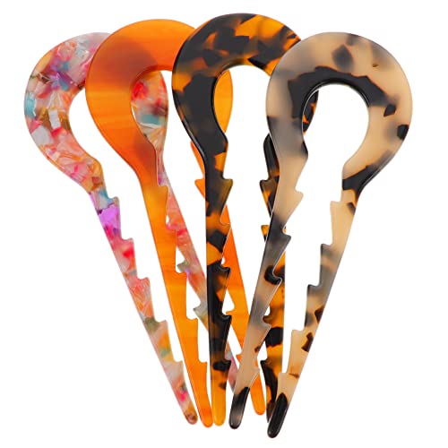 HAPINARY 4 Stück Teiliges U Förmiges Haarnadel aus Acetat für Damen Haarschmuck Haarknotenhalter Schildpatt und Blumenmuster für Frisuren Besondere Anlässe von HAPINARY