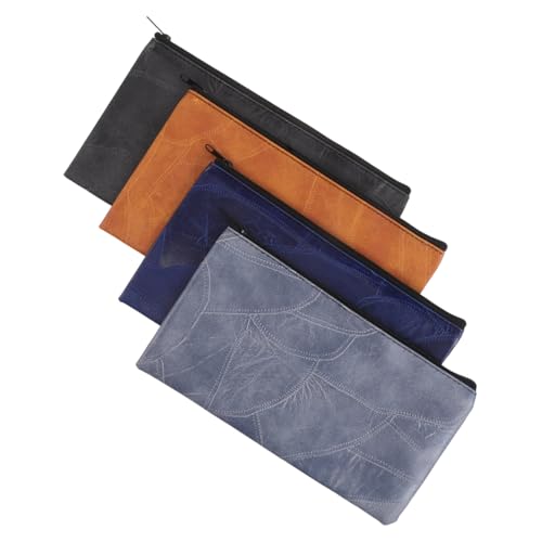 HAPINARY 4 Stück Teiliges Zipper Geldbeutel PU Multifunktions Tasche mit Sicherem Reißverschluss für Bargeld Kosmetik Münzen Aufbewahrung Banknotentasche für Männer und Frauen von HAPINARY