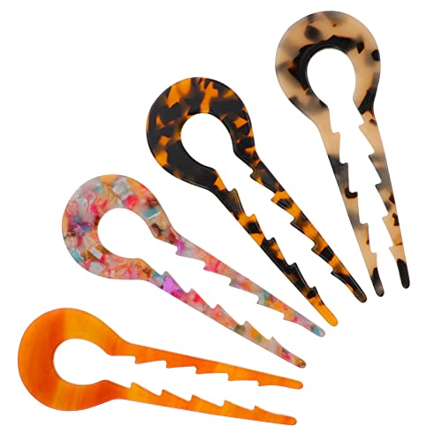 HAPINARY 4 Stück U-förmige Haargabeln Aus Acetat Pferdeschwanzhalter Für Frauen Kopfbedeckung Für Verschiedene Frisuren von HAPINARY