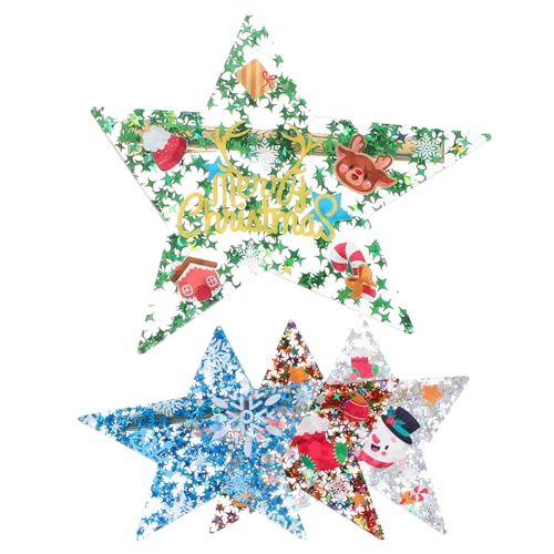 HAPINARY 4-teiliges Satz Weihnachtshaarspangen Für Damen Unregelmäßige Stern-haarspangen Aus Acryl Und Metall Stabile Haar-accessoires Für Festivals von HAPINARY