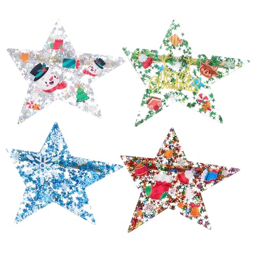 HAPINARY 4-teiliges Satz Haarspangen Weihnachtshaarspangen Für Damen Stern-haarspangen Aus Acryl Und Metall Haar-accessoires Für Festivals von HAPINARY