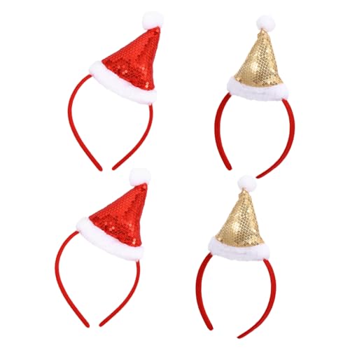 HAPINARY 4 Stück Weihnachtsmütze Stirnband Scherenschutzhalter Weihnachtsstirnbänder für frauen Haarband Haarschmuck weihnachtspailletten kopfschmuck Hut-Stirnband Mini von HAPINARY