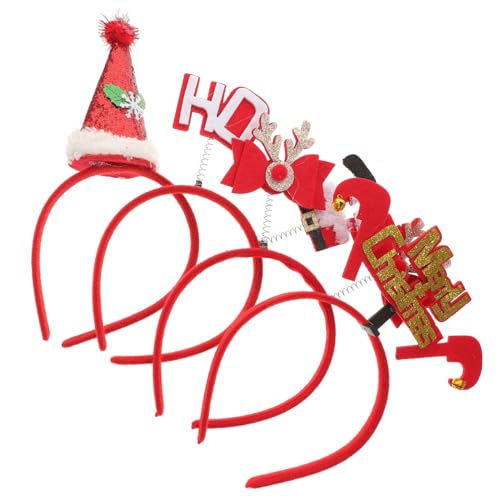 HAPINARY 4 Stück Weihnachtsstirnband für Kinder weihnachtsmann kopfbedeckung weihnachts rentier kopfbedeckung Haarband Haargummi haarschmuck weihnachtsmütze haarbänder Ohr von HAPINARY