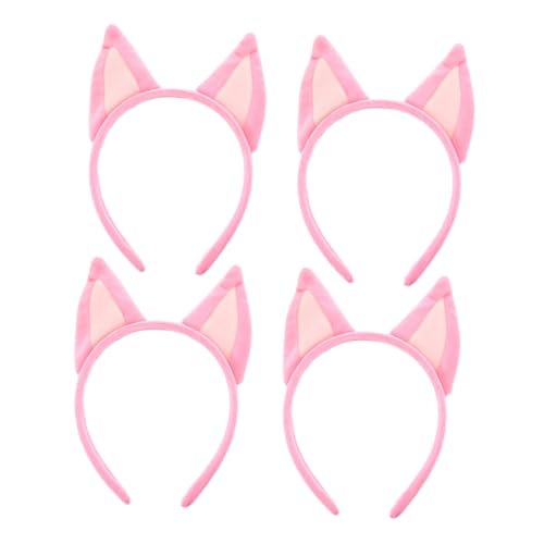 HAPINARY 4 Stück Welpen Stirnband tierhaarreifen tierohren haarreif Bärenohren Stirnband Katzenkostüm Hunde-Cosplay Halloween-Stirnband für Frauen Hundekopf Zubehör Hündchen Requisiten Rosa von HAPINARY