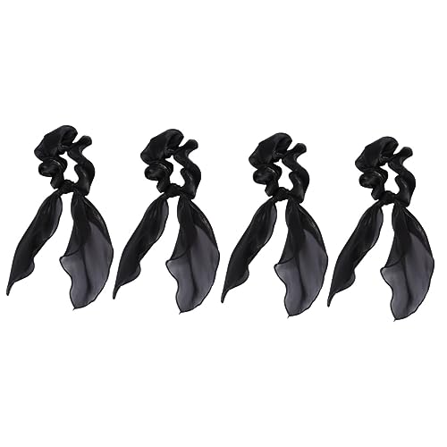 HAPINARY 4stücke Satin-haarband Mit Schleife Elastische Haargummis Für Damen Haaraccessoires Für Alltag Schwarz Für Lange Haare Und Elegante Stylings von HAPINARY