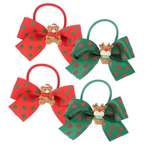 HAPINARY 4 Stück Weihnachts-haargummis Haarring Mit Schleife Pferdeschwanzhalter Für Mädchen Weihnachtliche Haarbänder Mit Schleifen von HAPINARY