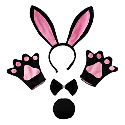 HAPINARY 4 Teiliges Kaninchen Kostümset Für Haarreif Fliege Und Handschuhe Für Cosplay Partys Und Karneval Schwarzes Design HAPINARY 4 Teiliges Kaninchen Kostümset Für Haarreif Fliege Und Handschuhe Für Cosplay Partys Und Karneval Schwarzes Design von HAPINARY