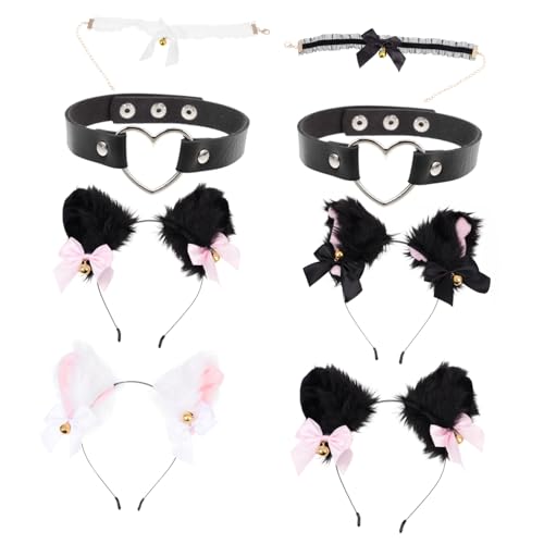 HAPINARY 4 Sätze Katzenohr-haarreifen Cosplay-kopfschmuck Mit Flauschigen Ohren Partyschmuck Halloween-zubehör von HAPINARY
