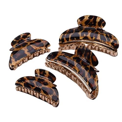 HAPINARY 4stücke Große Haarklammern Mit Leopardenmuster Acryl-haarspangen Haar-accessoires Für Damen Und Mädchen von HAPINARY