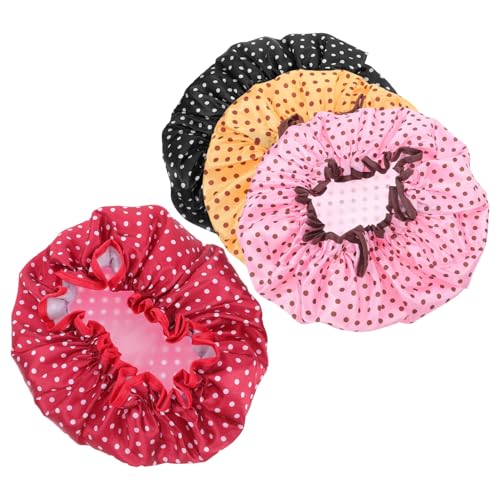HAPINARY 4stücke Duschhaube Wiederverwendbar Für Damen Herren Reisebademütze Elastischer Badehaube Dusche Kochen Schutz von HAPINARY