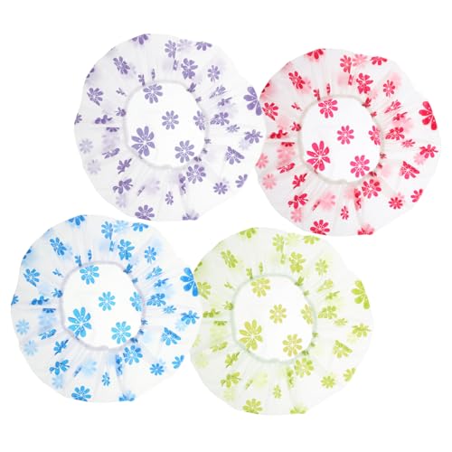 HAPINARY 4stücke Duschhauben Für Damen Wiederverwendbar Große Haarhaube Duschhüte Für Langes Kurzes Haar Mit Punktdruck Saunahut Badehüte Für Erwachsene von HAPINARY