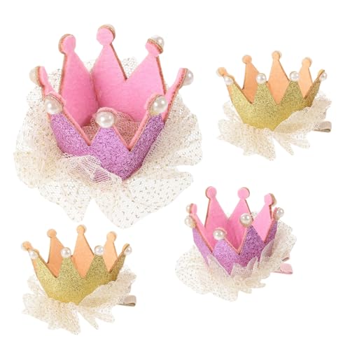HAPINARY 4stücke Kronenhaarspange Für Mädchen Kinderhaarnadel Dekorative Spitze Haarspange Kopfschmuck Kreative Haar Clip Haarschmuck von HAPINARY
