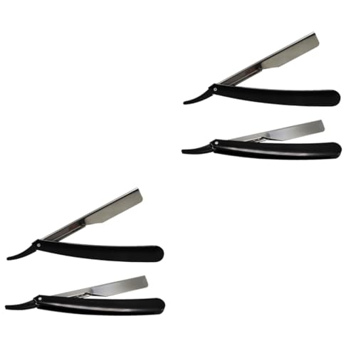 HAPINARY 4stücke Manuelle Rasiermesser Klassischer Falt-rasierer Für Präzise Rasuren Geeignet Für Herren Friseure Und Bartpflege Schwarz von HAPINARY