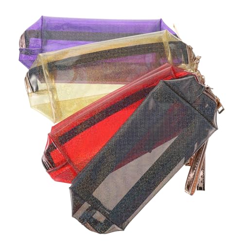 HAPINARY 4stücke Reise-Kosmetiktasche Iridescentes Make-up Rot Schwarz Violett Und Orange Tragbare Durchsichtige Aufbewahrung Für Damen Für Reisen Und Kosmetik-Organisation von HAPINARY