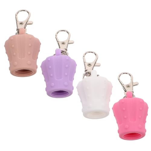 HAPINARY 4stücke Schlüsselanhänger-kappe Für Lipgloss Tragbarer Ersatzdeckel Aus Silikon Schlüsselanhänger Mit Metallclip Für Tasche Geldbörse Und Schlüssel von HAPINARY