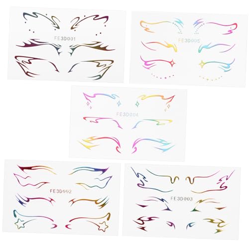 HAPINARY 5blätter Temporäre Eyeliner Aufkleber Lidschatten Aufkleber Augen Make-up Für Halloween Kostümpartys Karneval Maskerade Festival-augentattoos Festival-gesichtstattoos von HAPINARY
