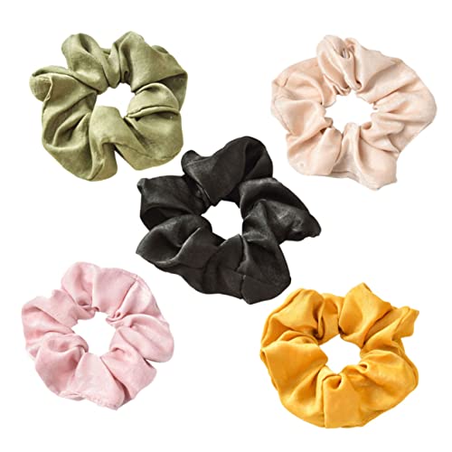 HAPINARY 5stücke Elastische Haargummis Stoffkunst Haarseil Pferdeschwanzhalter Stretch-haargummi Für Frauen Und Mädchen Gelb Grün Schwarz Khaki von HAPINARY