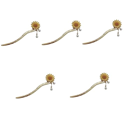 HAPINARY 5 Stück Haarstab Für Dutts Sonnenblumen-haarnadel Blumenstab Quaste Tropfen-haarstab Für Frauen Elegantes Accessoire von HAPINARY