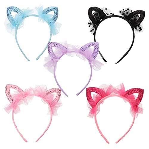 HAPINARY Katzenohren Stirnband Mit Spitze Und Glitzernden Pailletten Haarband Für Kinder Und Mädchen Verstellbar Und Strapazierfähig HAPINARY Katzenohren Stirnband Mit Spitze Und Glitzernden Pailletten Haarband Für Kinder Und Mädchen Verstellbar Und Strapazierfähig von HAPINARY