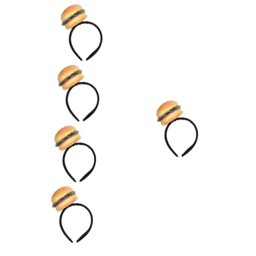 HAPINARY 5stücke Novelty Hamburger Headband Lustiger Cartoon-stirnband Für Feste Kreative Kopfbedeckung Für Themenpartys Bequemer Und Realistischer Hamburger-haarreif Als Foto-requisite von HAPINARY