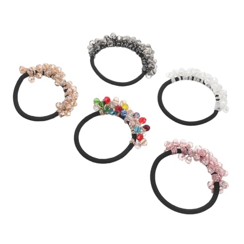 HAPINARY 5 Stück Manschetten Mädchen Accessoires Boho Bunte Strass Tragen Kristall Zöpfe Farbige Events Pferdeschwanz Glitzernde Halter Damen Armbänder Stilvolle Haargummis von HAPINARY