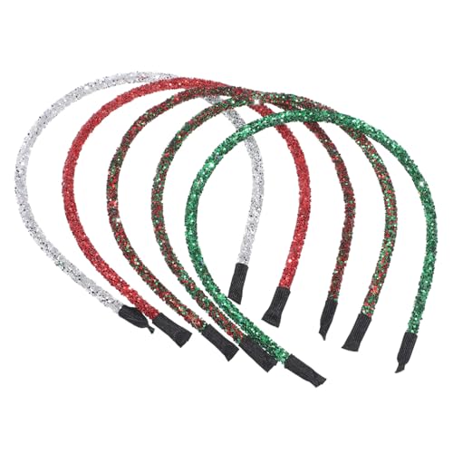 HAPINARY 5 Stück Teiliges Glitzer Stirnband Weihnachts Haarbänder Xmas Haarschmuck Festliche Haaraccessoires für Karneval Party Mädchen Grün von HAPINARY