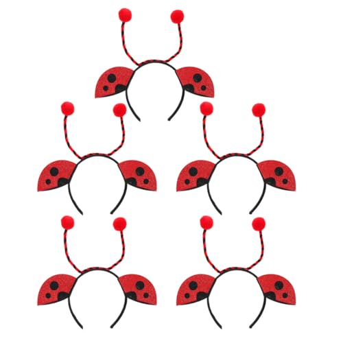 HAPINARY 5 Stück Teiliges Marienkäfer Haarreif für Mädchen Kuschelige Plüsch-antennen Bequemes Halloween Haarband Niedliches Insekten-accessoire für Partys und Festivals von HAPINARY