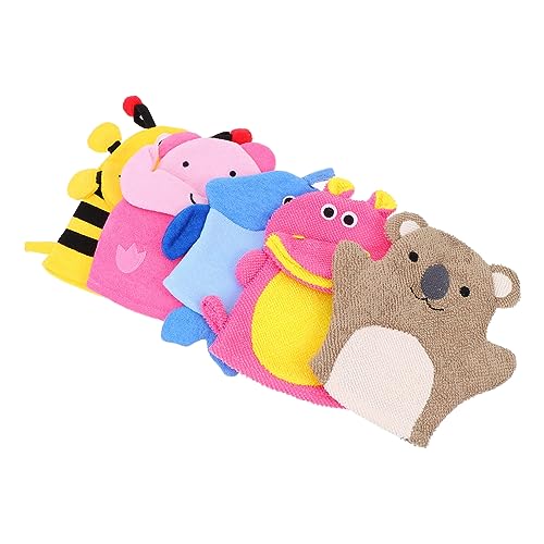 HAPINARY 5 Stücke Tier Cartoon Bade Wäscher Jungen Und Mädchen Bad Handtuch Flanell Handschuh Waschen Mitt Bade Zubehör von HAPINARY