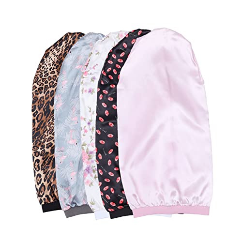 HAPINARY 5er Satz Elastische Lange Satin-schlafmütze Für Frauen Mit Langen Dreadlocks Und Lockigem Haar von HAPINARY