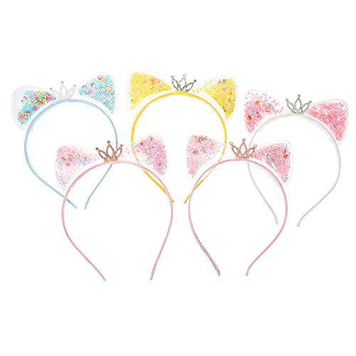 HAPINARY 5stücke Katzenohren Glitzer Haarreif Lustige Tierohren Quicksand Kopfbedeckung Für Junge Mädchen Für Karneval Geburtstagsfeiern Und Cosplay von HAPINARY