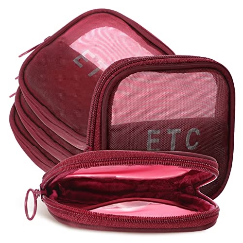 HAPINARY 5 Stück Netz Kosmetiktaschen Reise Make Up Taschen Leicht mit Reißverschluss für Damen Multifunktionale Kulturbeutel von HAPINARY