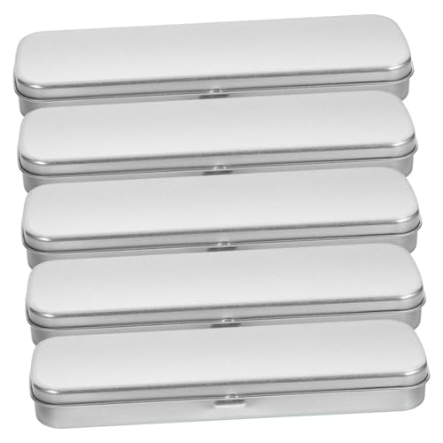 HAPINARY 5Stücke Teiliges Metallmäppchen aus Rechteckig Einlagig Bleistiftbox für Schüler und Studenten Langlebig und Geräumig für Schreibwaren Silber von HAPINARY