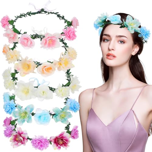 HAPINARY 5er Set Blumen Haarreifen Krone Für ädchen Farbige Blumenkrone Für Hochzeiten Partys Und Kostüme Prinzessin Haaraccessoires Und von HAPINARY