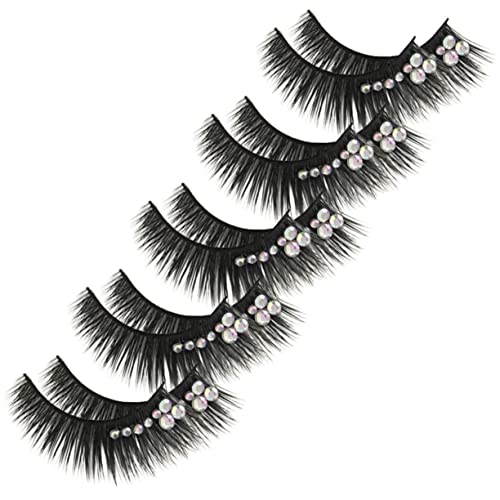 HAPINARY 5paare Dekorative Falsche Wimpern Glänzende Lang Für Damen Mit Strass Künstliche Wimpern Für Make-up Augenvergrößerung Party Halloween Weihnachten von HAPINARY