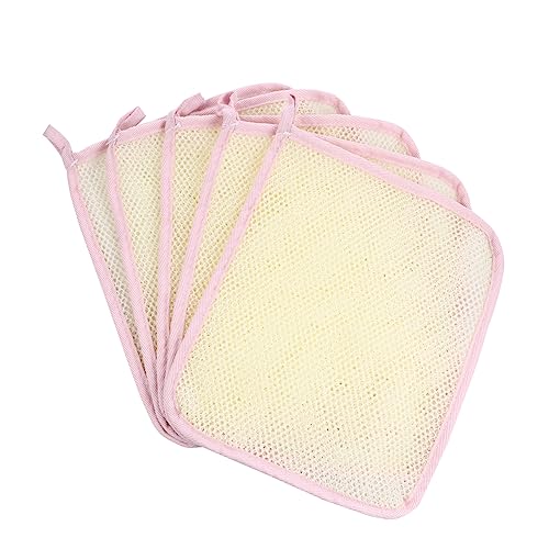 HAPINARY 5st Doppellagiges Schaumquadrat Make-up-entferner-handtücher Make-up-handtuch Peeling-handtuch Gesichtstücher Waschlappen Make-up-waschlappen Peeling-badetuch Duschtuch Rosa Nylon von HAPINARY
