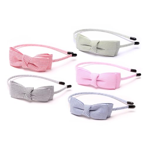 HAPINARY 5er Satz Stoff-haarbänder Doppel Schleifen-haarband Streifen Stirnbänder Für Mädchen Haarschleifen Haarschmuck von HAPINARY