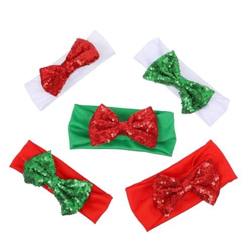 HAPINARY 5St Weihnachts baby Haarband kinder haarschmuck hair accessories for girls Haarbänder baby kopfschmuck Weihnachtskopfschmuck für Babys Pailletten Stirnband Schal Kopfbedeckung von HAPINARY