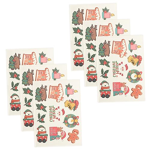 HAPINARY 6blätter Weihnachts Cartoon Tattoos Aufkleber Temporäre Wasserdichte Tattoos Für Mädchen Kreative Xmas Party Deko Teiliges Für Festlichkeiten Und Kreative Anwendungen von HAPINARY