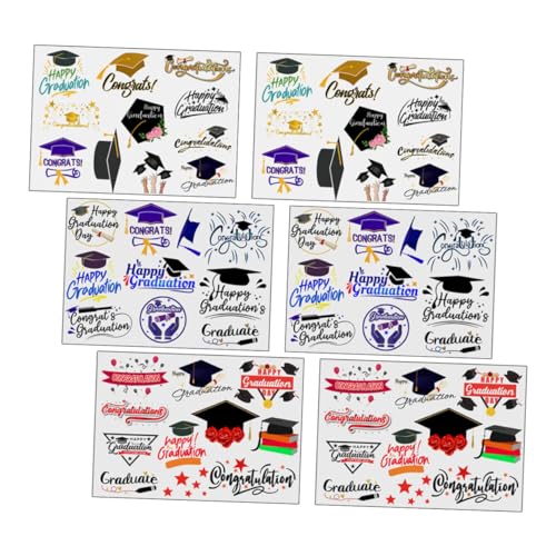 HAPINARY 6 Blatt Körpertattoos Zum Thema Abschluss Temporäre Tattoos Aufkleber Für Party von HAPINARY