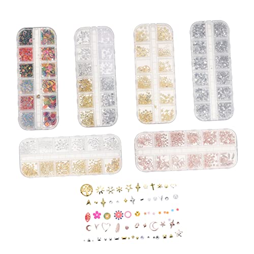 HAPINARY 6 Boxen Bunte Nageldekore Dekorative Nagelkunst-aufkleber Nagelpaillettendekore Zarter Nagelschmuck von HAPINARY