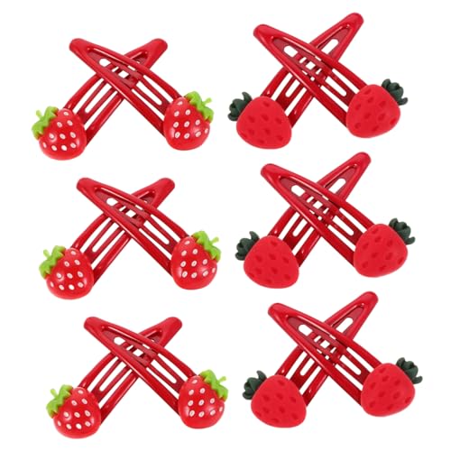 HAPINARY 6 Paare Erdbeer Haarklammern für Süße Metall Snap Haarspangen Cartoon Obst Haarclip Leichtes Kindgerechtes Design für Mädchen Alltag und Partys von HAPINARY